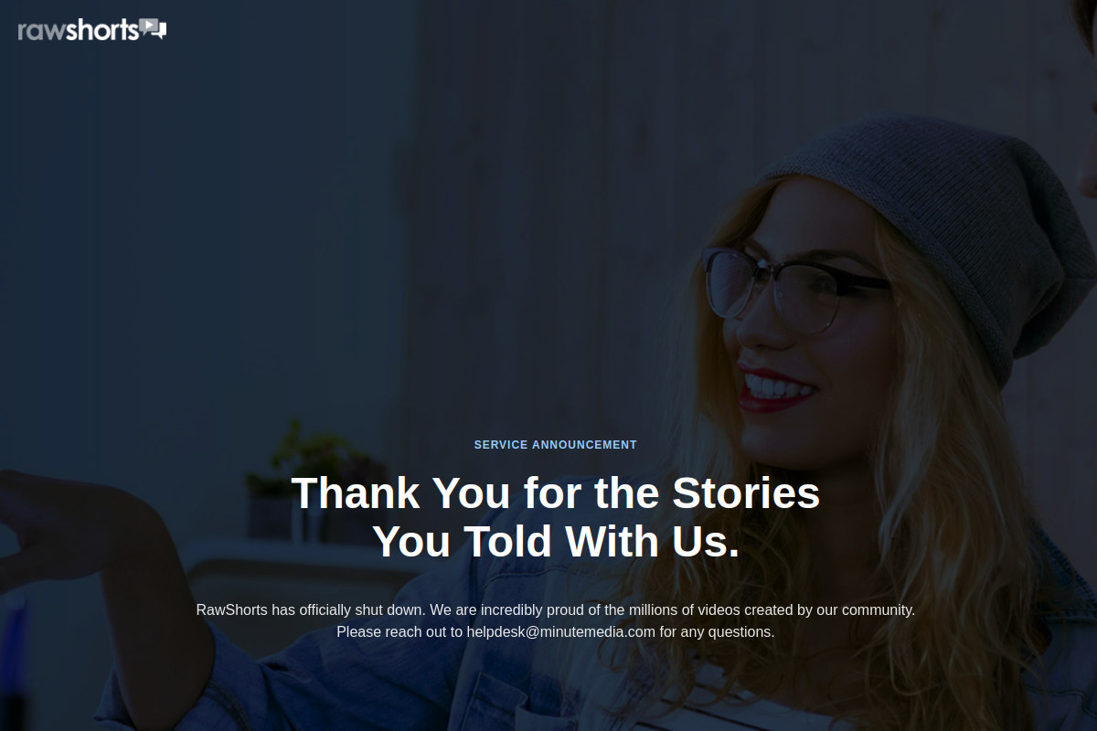 Screenshot of the Raw Shorts website