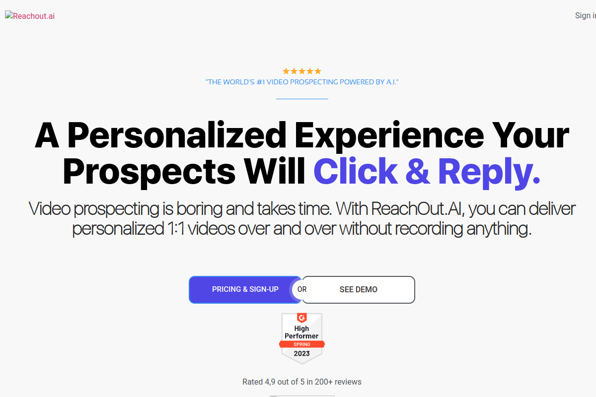 Screenshot of the Reachout website