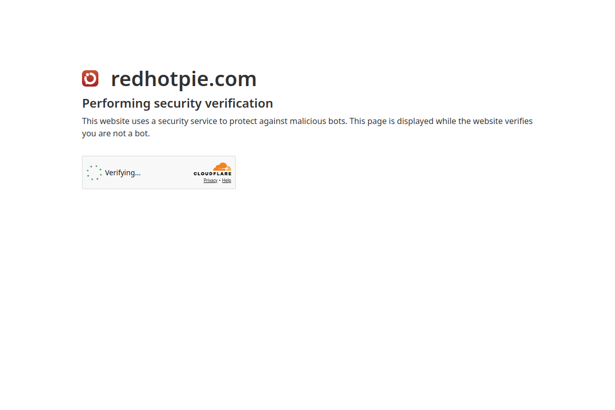 RedHotPie homepage as it appeared during testing