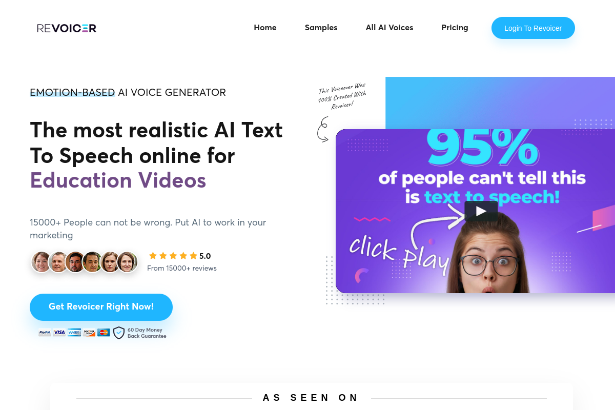 Screenshot of the Revoicer website