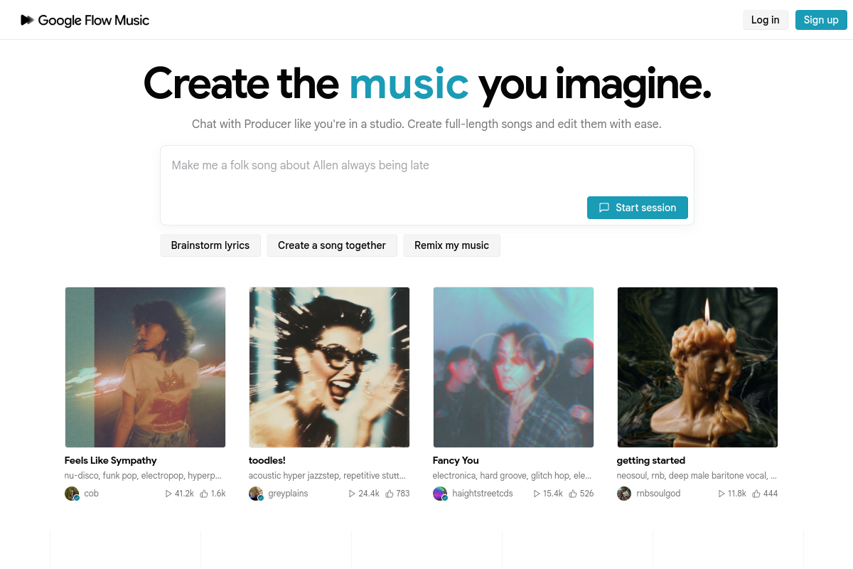 Screenshot of the Riffusion website