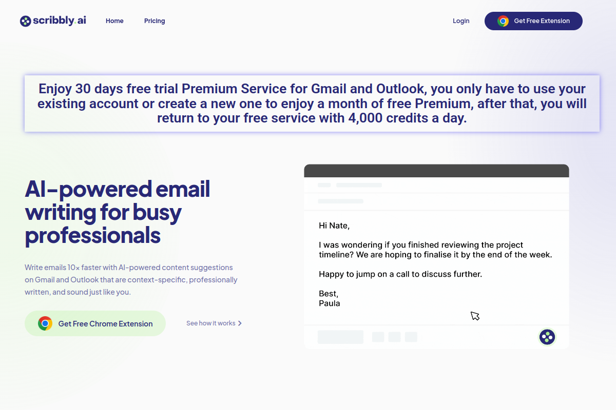 Screenshot of the Scribbly website