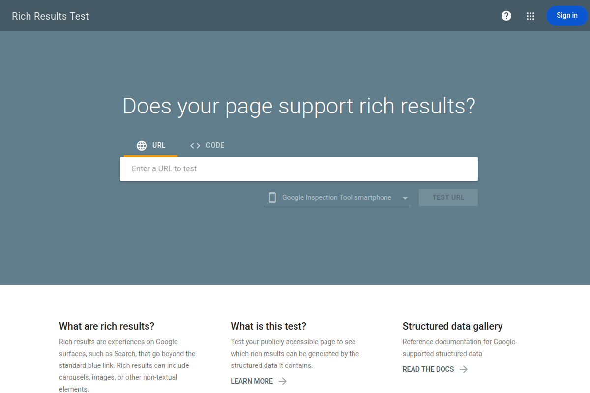 Rich results test screenshot