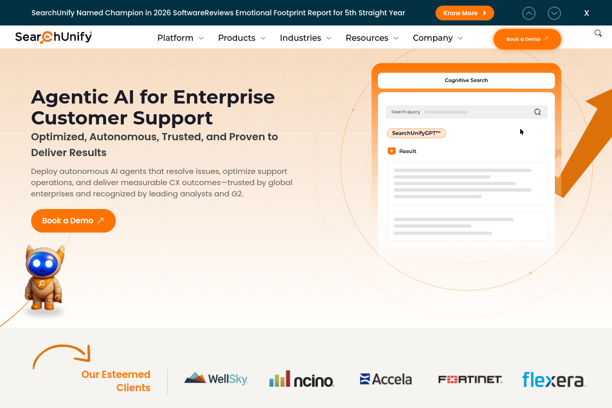 Screenshot of the SearchUnify website