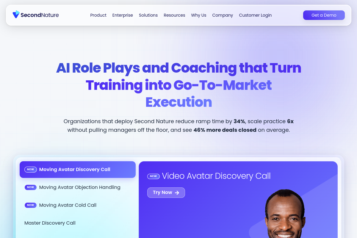 Screenshot of the Second Nature AI website