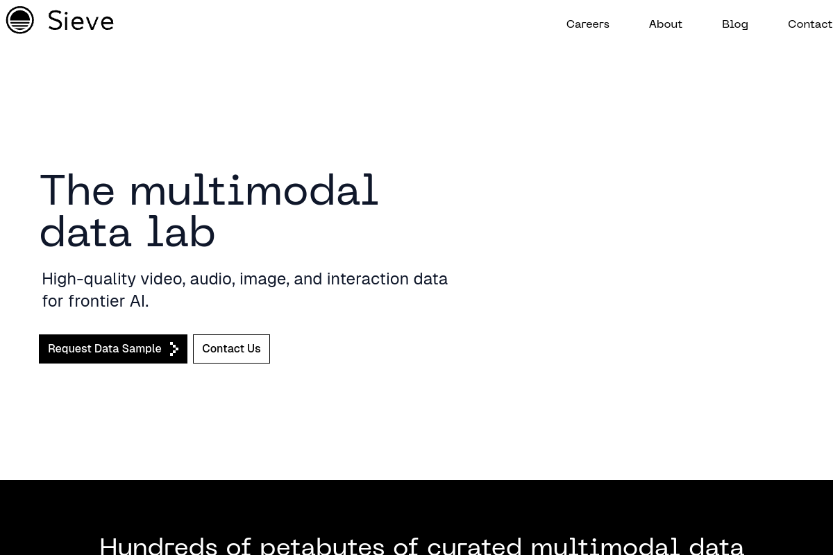 Screenshot of the Sieve website