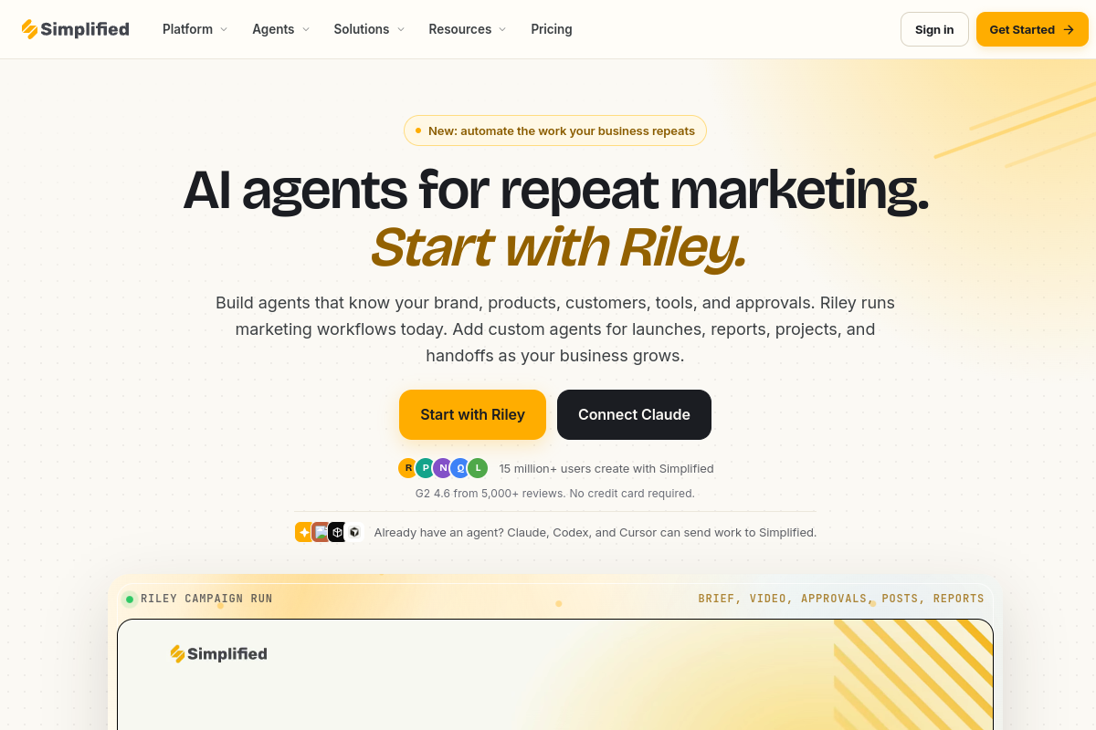 Screenshot of the Simplified website