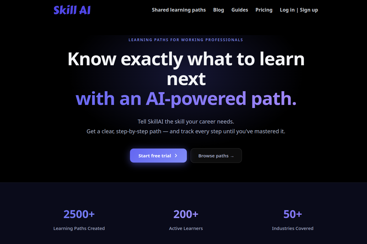 Screenshot of the Skill AI website