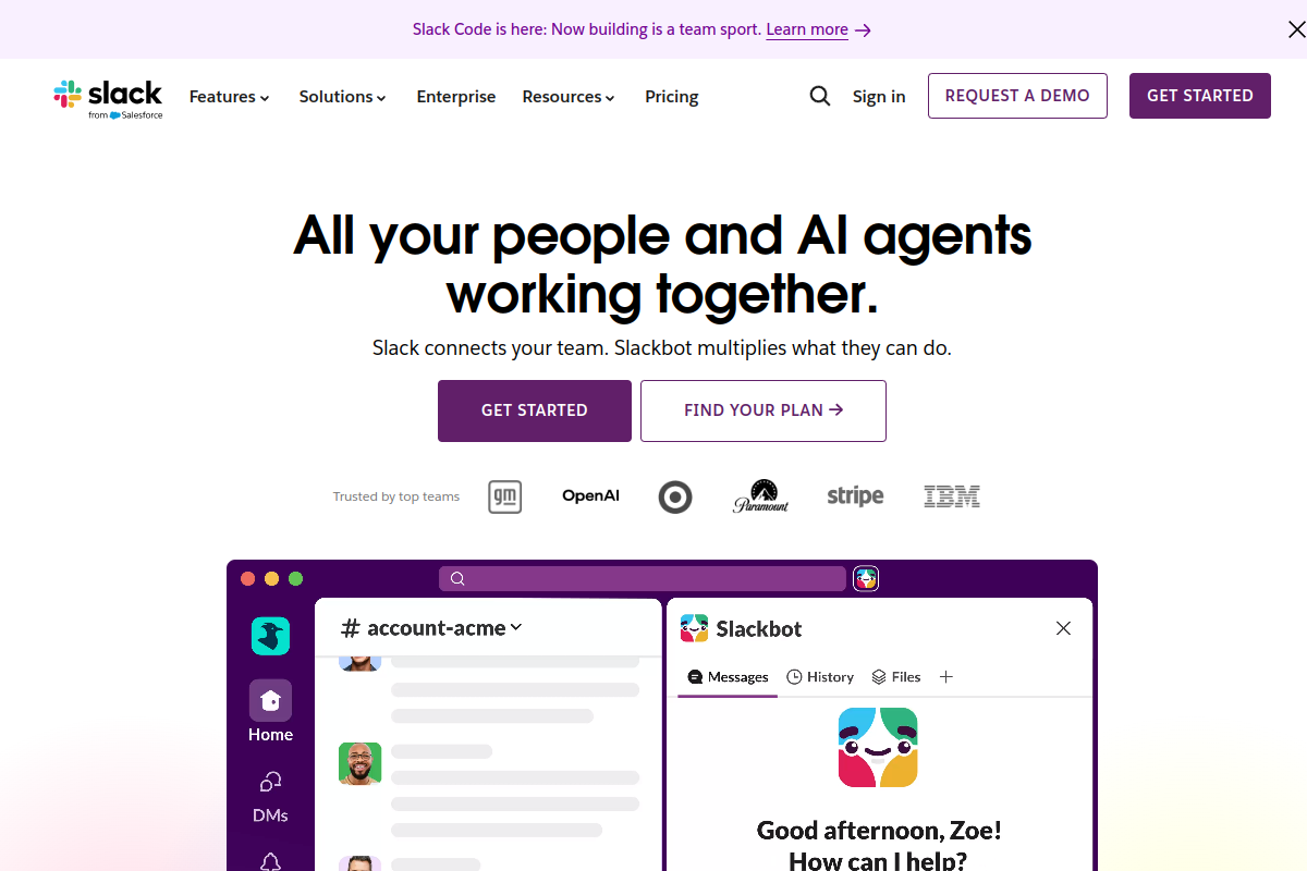 Screenshot of the Slack GPT website