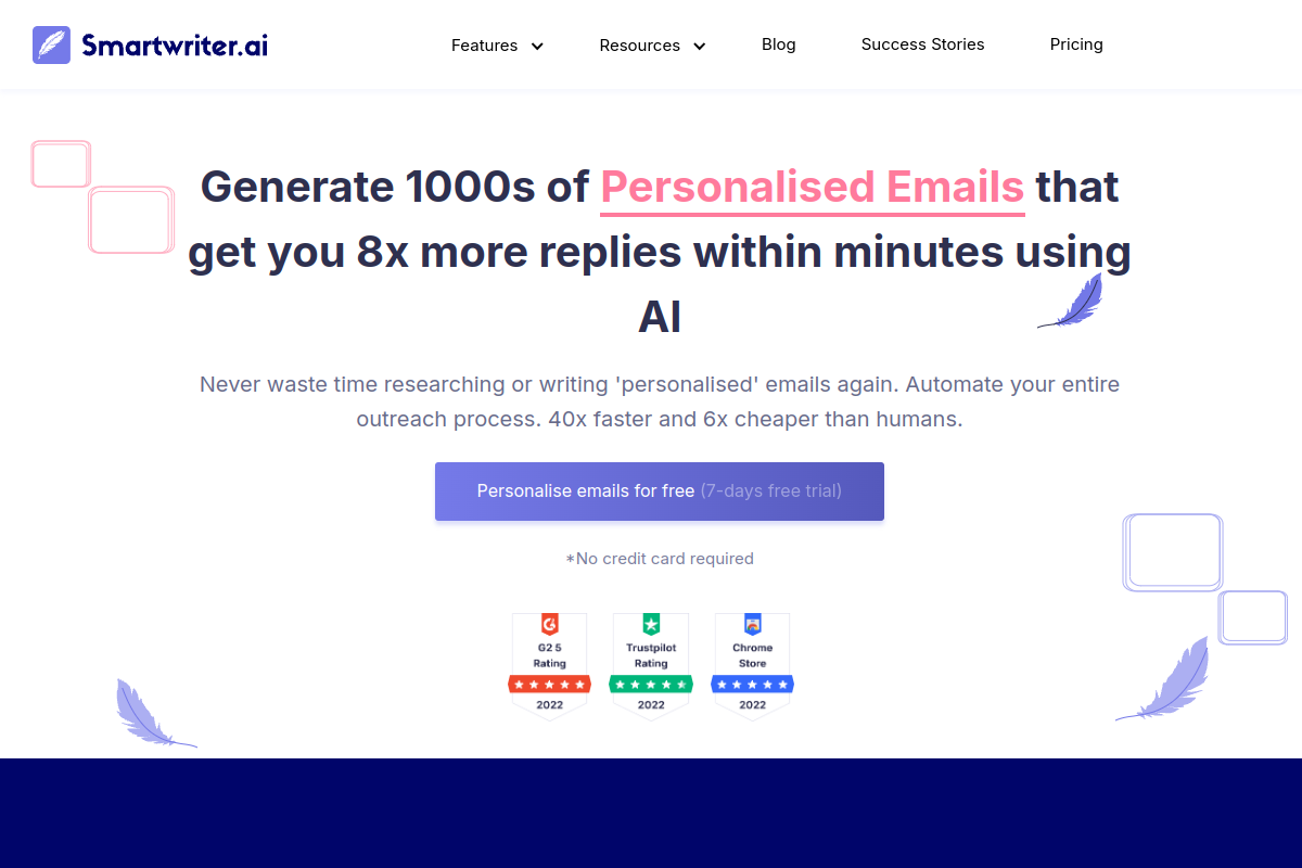 Screenshot of the Smartwriter website