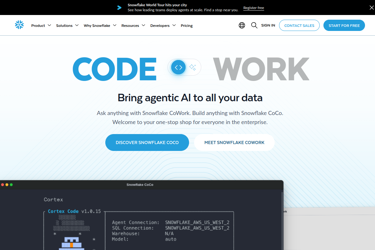 Screenshot of the Snowflake Cortex website
