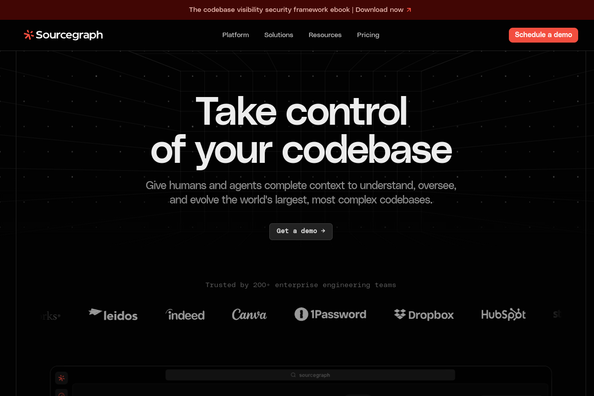 Screenshot of the Sourcegraph website