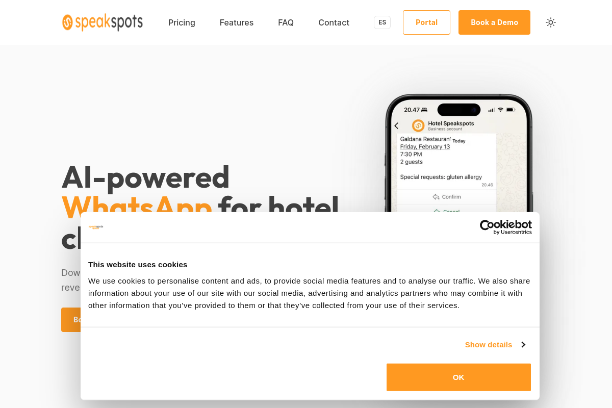 Screenshot of the SpeakSpots website