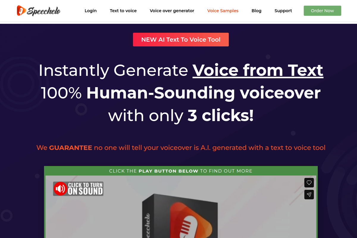 Screenshot of the Speechelo website