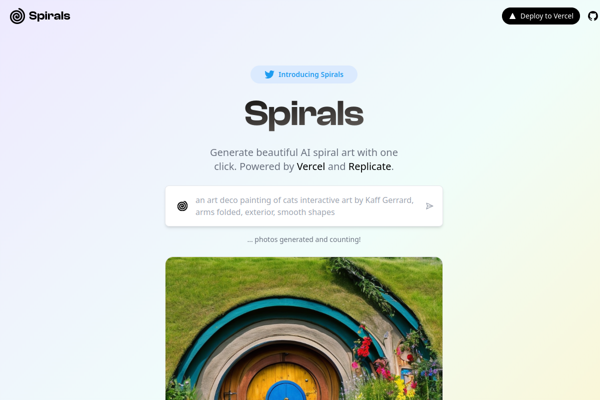 Screenshot of the Spirals website