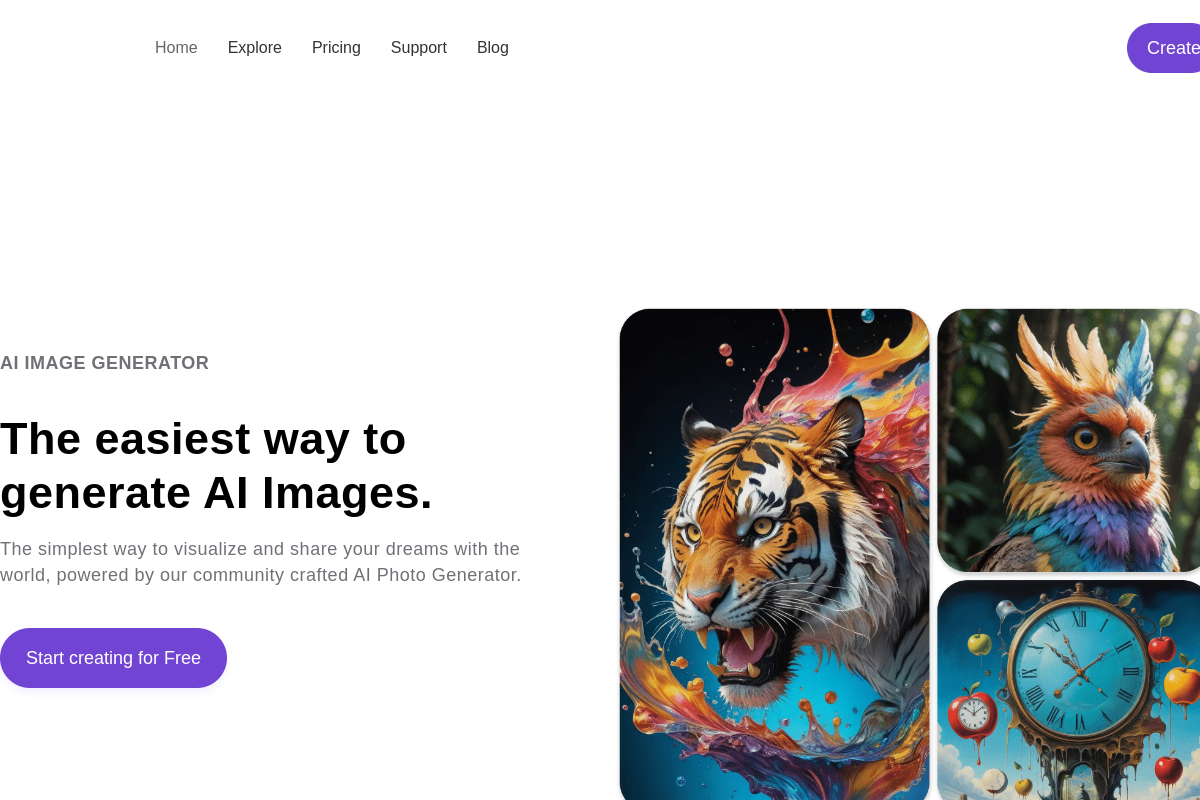 Screenshot of the starryai website