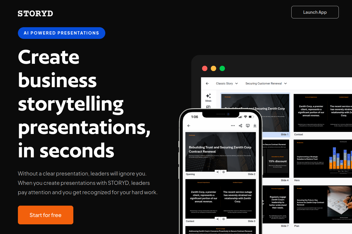 Screenshot of the Storyd website