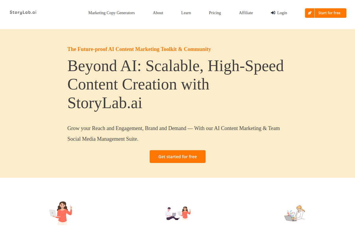 Screenshot of the StoryLab website