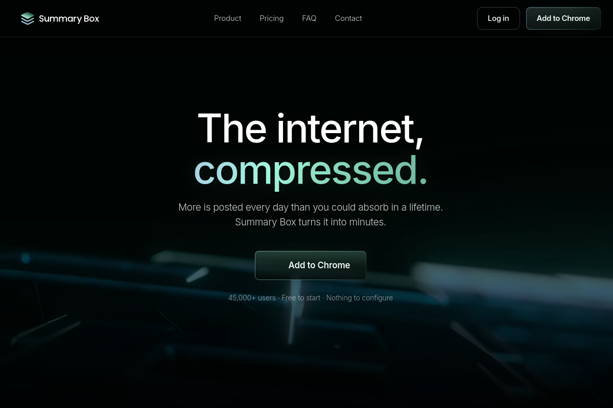Screenshot of the Summary Box website