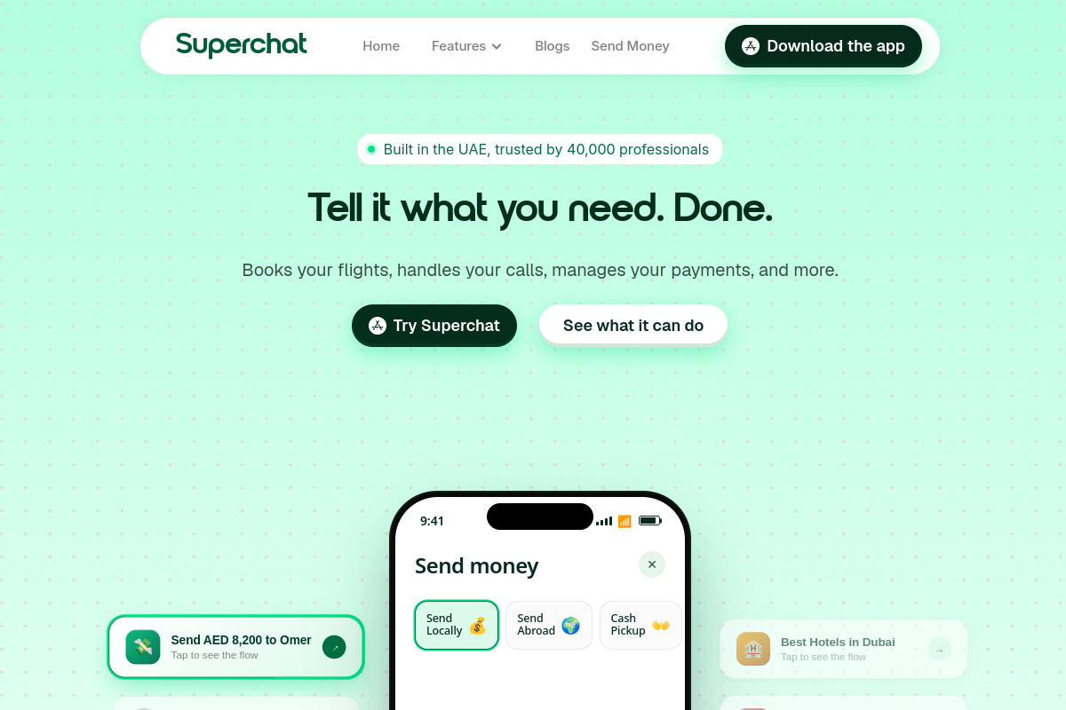 Screenshot of the SuperChat website