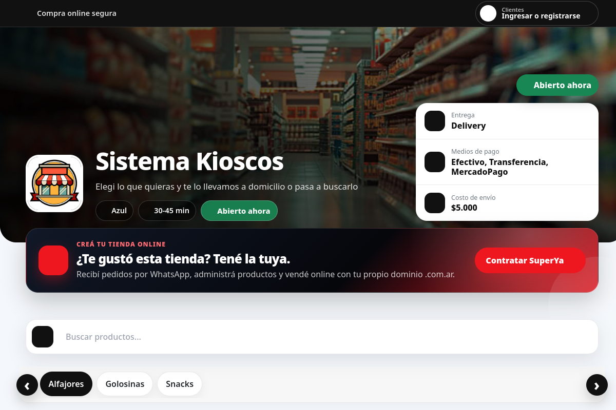 Captura del sistema para kioscos