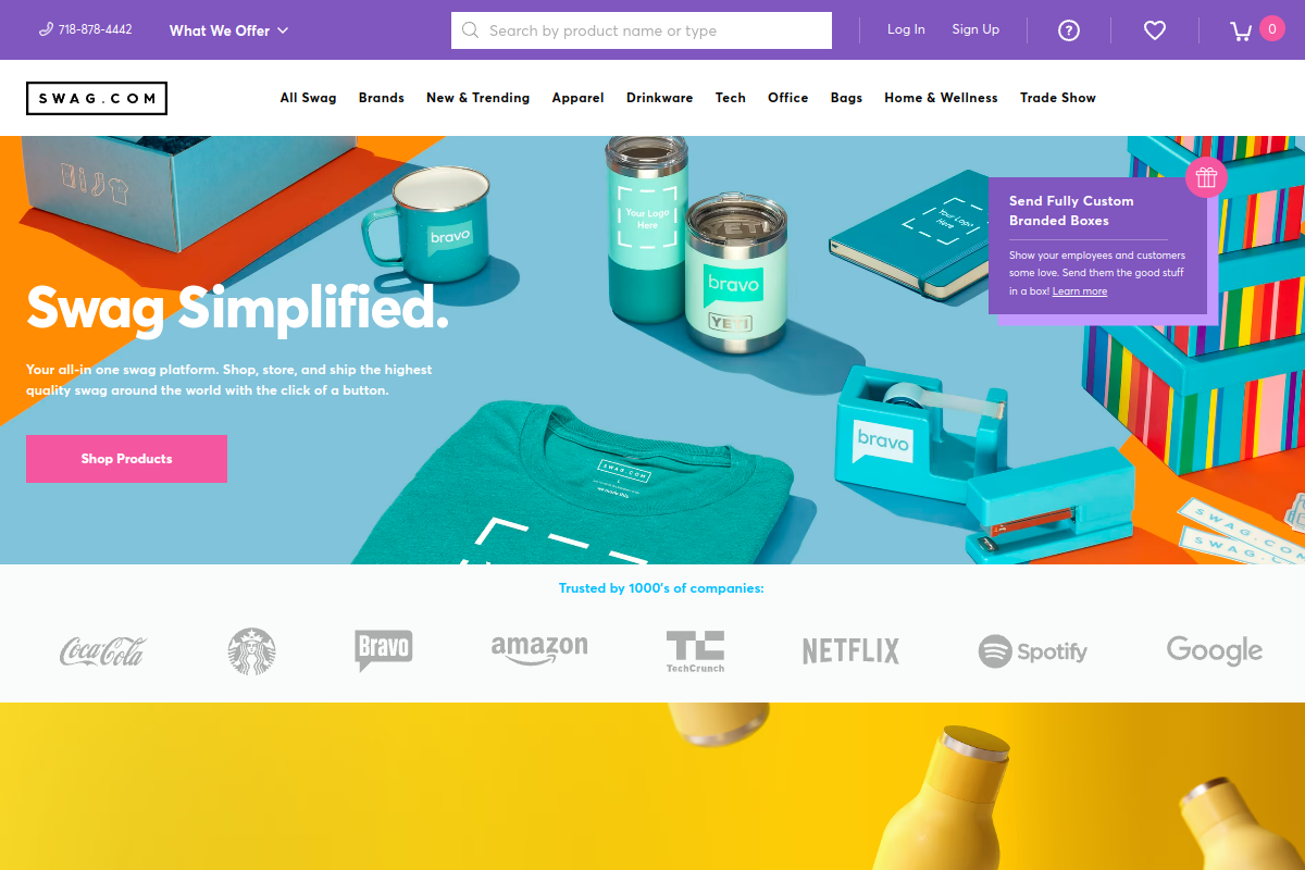 SWAG homepage as it appeared during testing