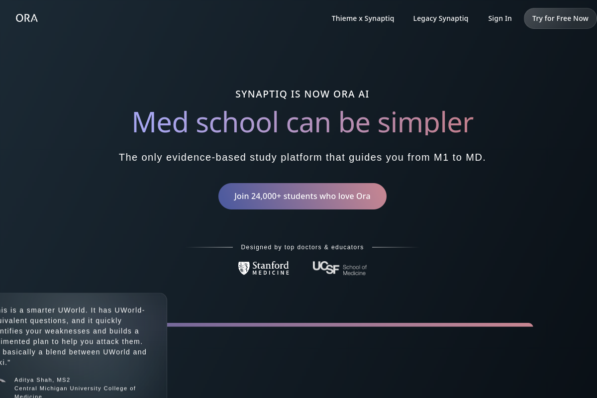 Screenshot of the Synaptiq website