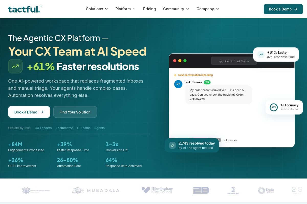 Screenshot of the Tactful website