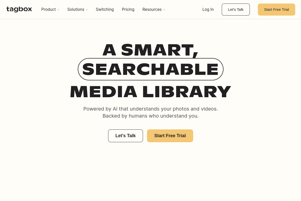 Screenshot of the Tagbox website