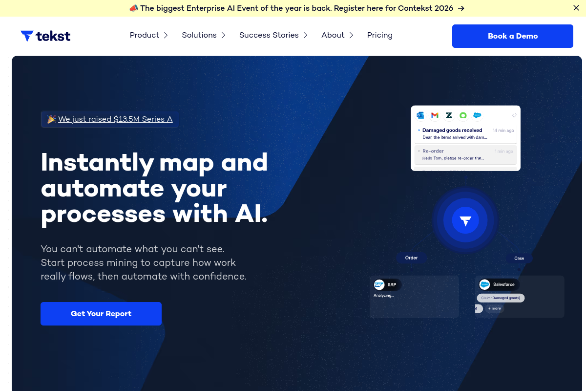 Screenshot of the Tekst website