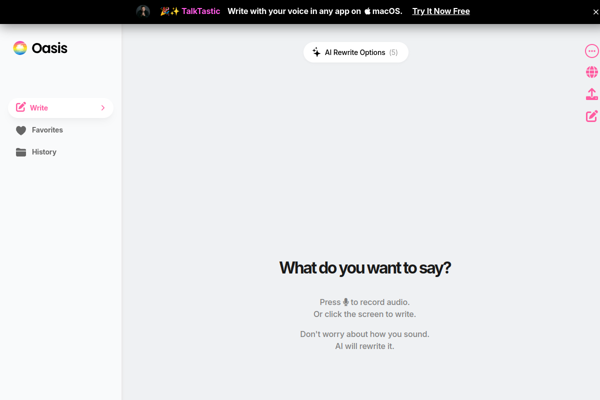 Screenshot of the Theoasis website