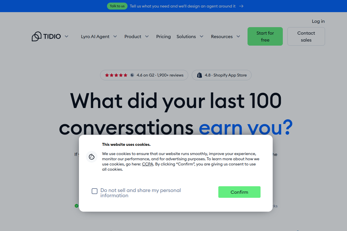 Screenshot of the Lyro website