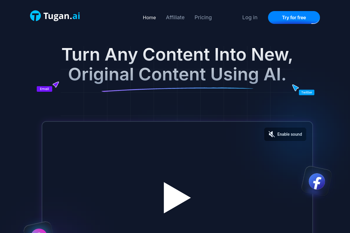 Screenshot of the Tugan website