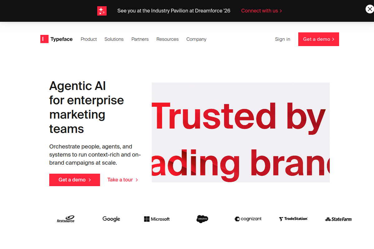 Screenshot of the Typeface website