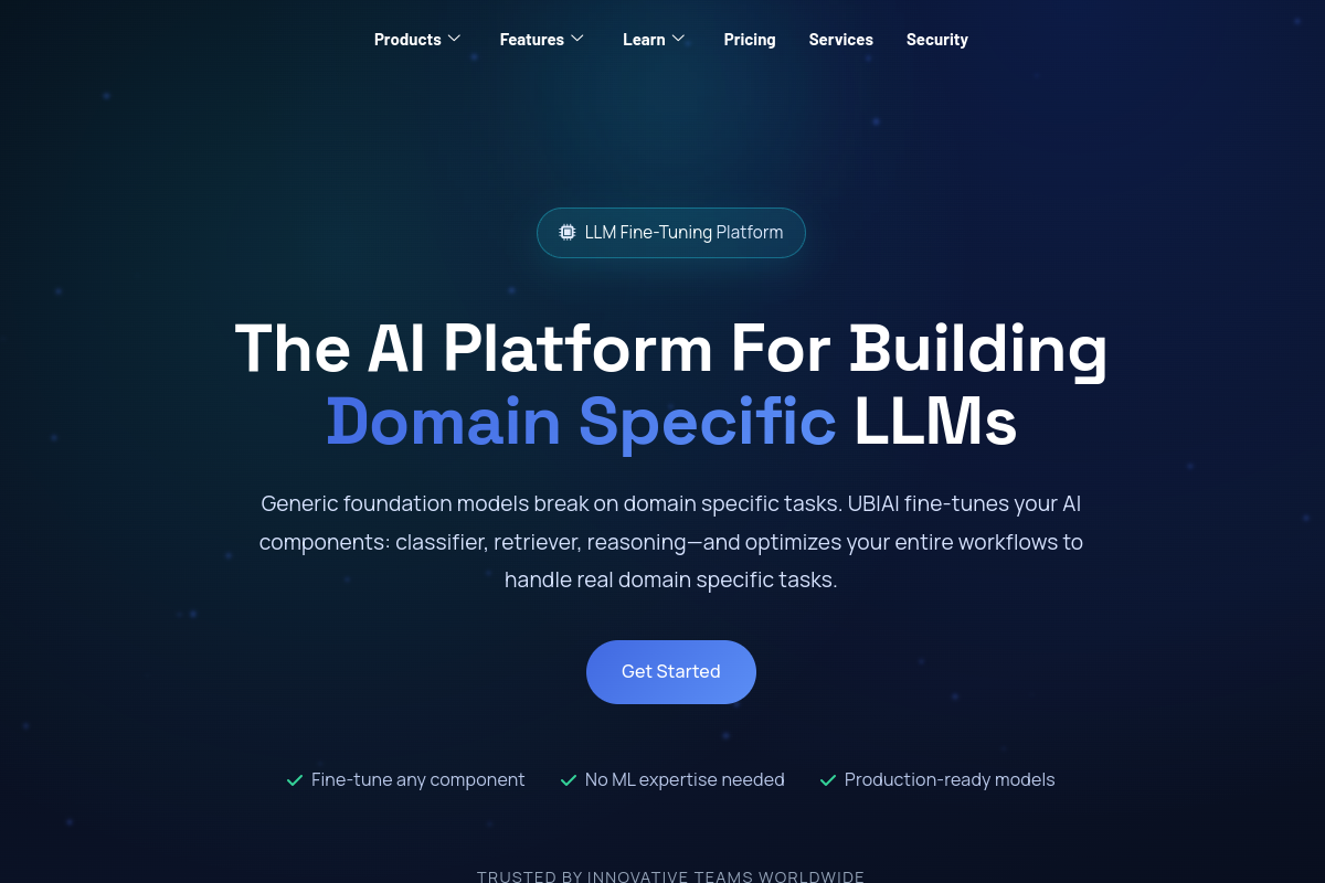 Screenshot of the UBIAI website