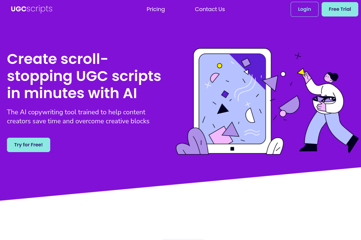 Screenshot of the UGC Scripts website