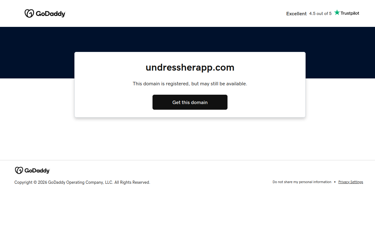 UndressHerApp homepage as it appeared during testing