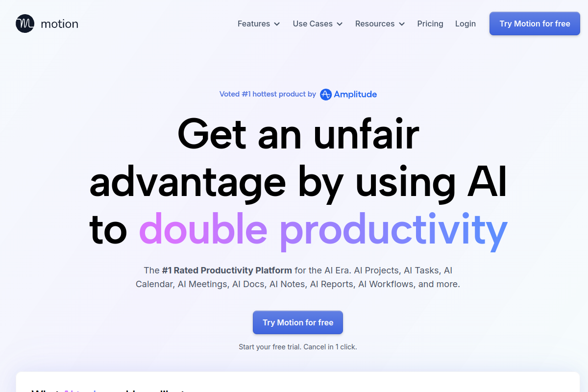 Screenshot of the Usemotion website