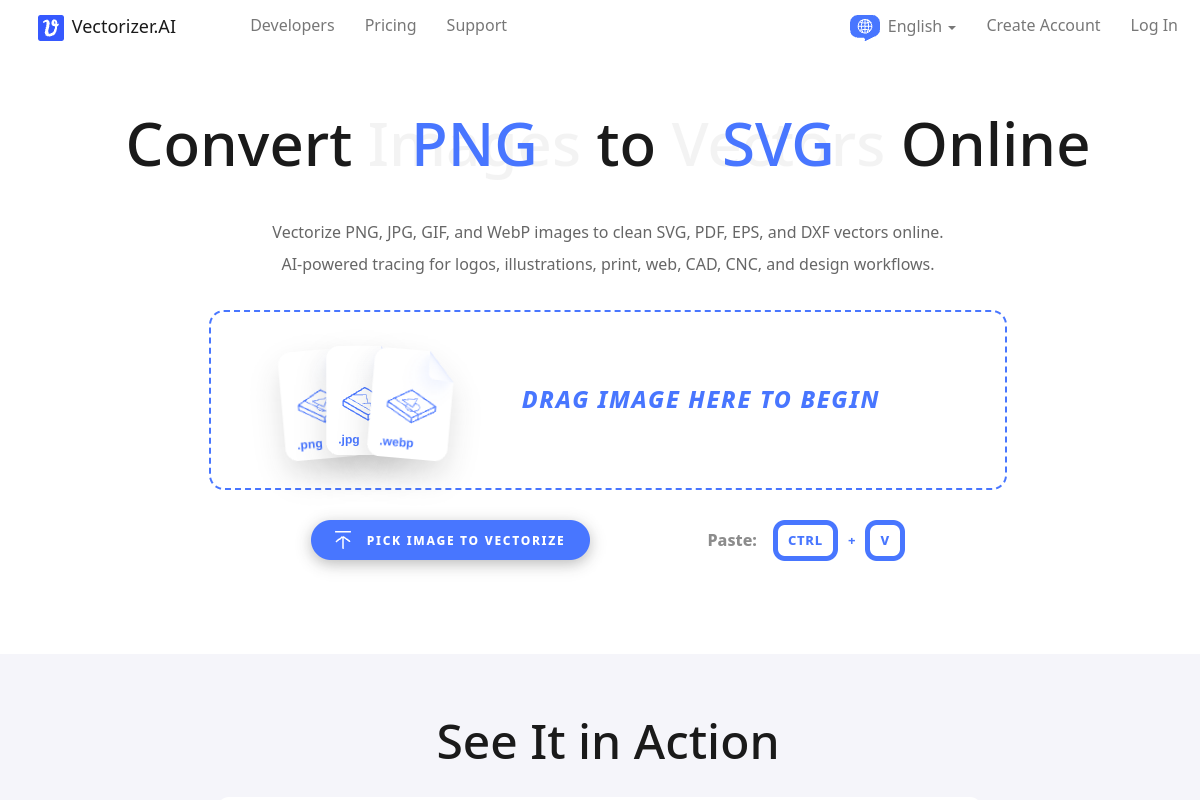 Screenshot of the Vectorizer website