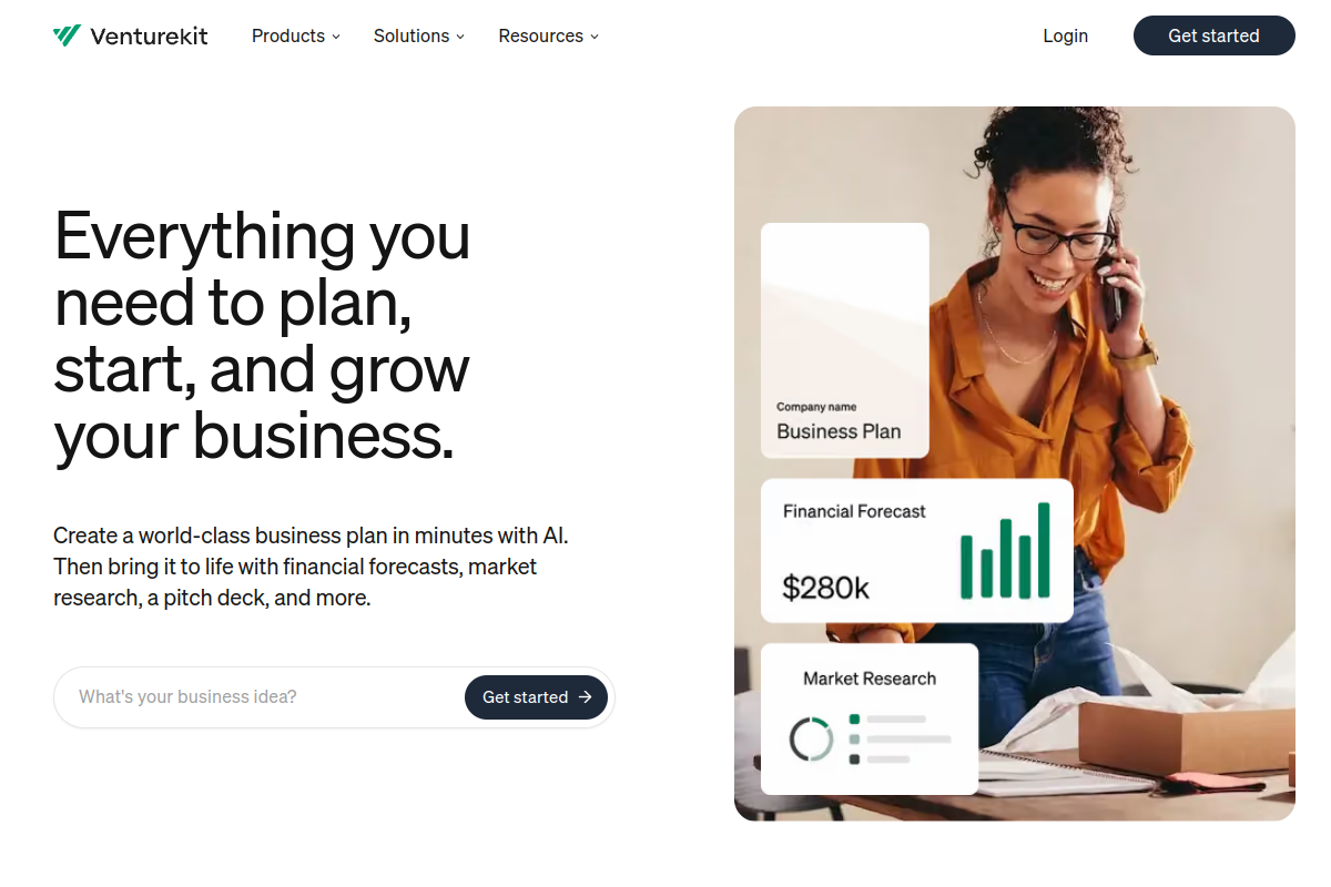 Screenshot of the Venturekit website