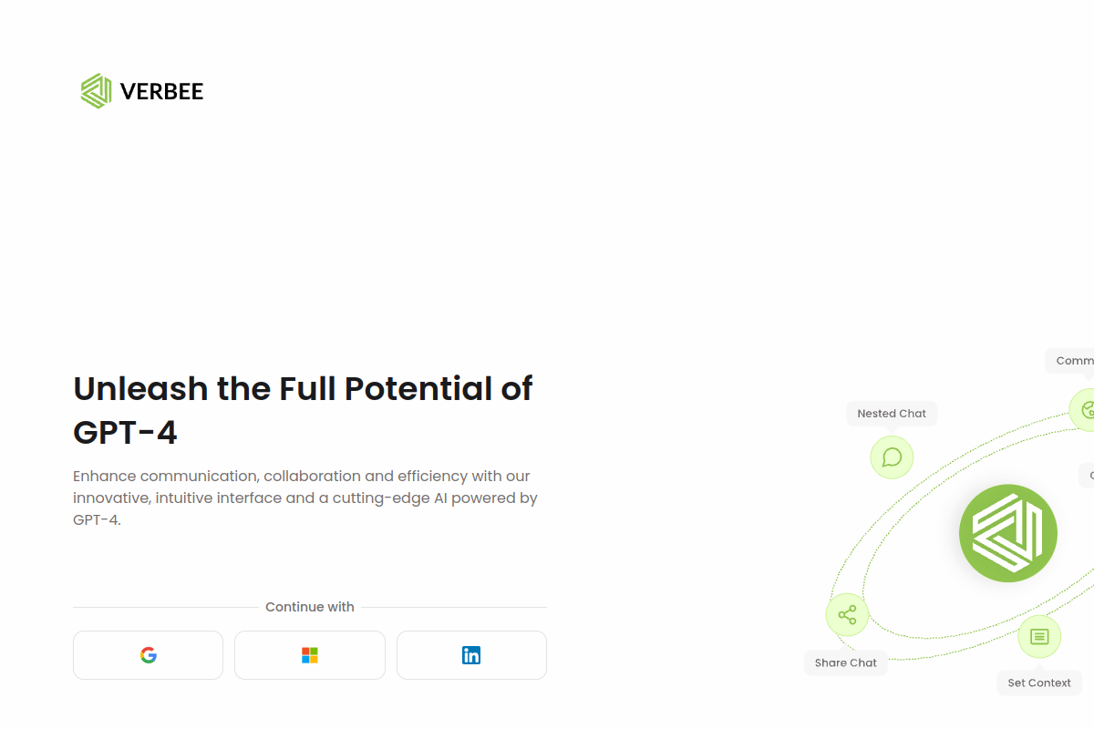 Screenshot of the Verbee website