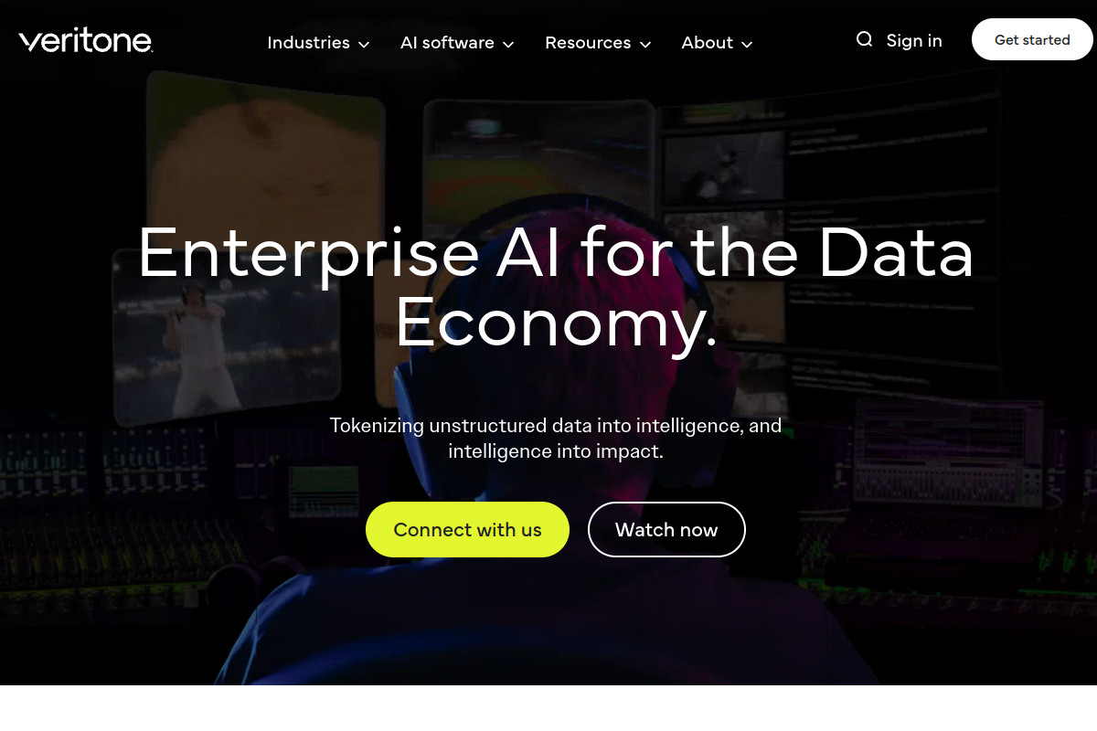 Screenshot of the Veritone website