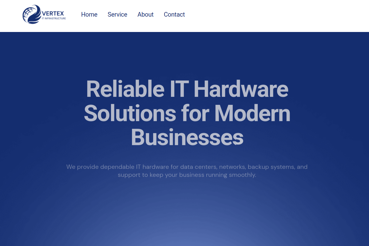 Screenshot of Vertex IT Infrastructure