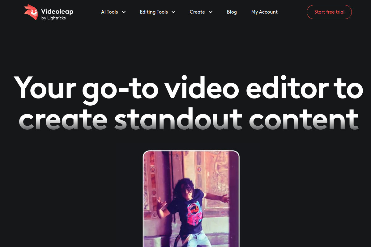 Screenshot of the Videoleap website