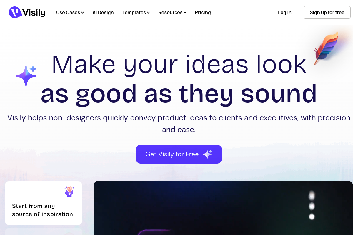 Screenshot of the Visily website