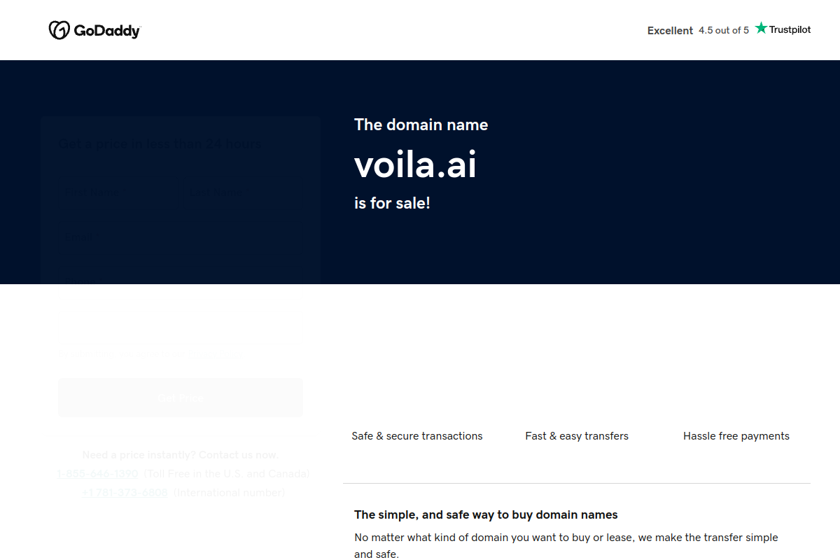 Screenshot of the Voila website