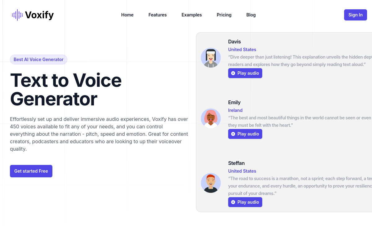 Screenshot of the Voxify website