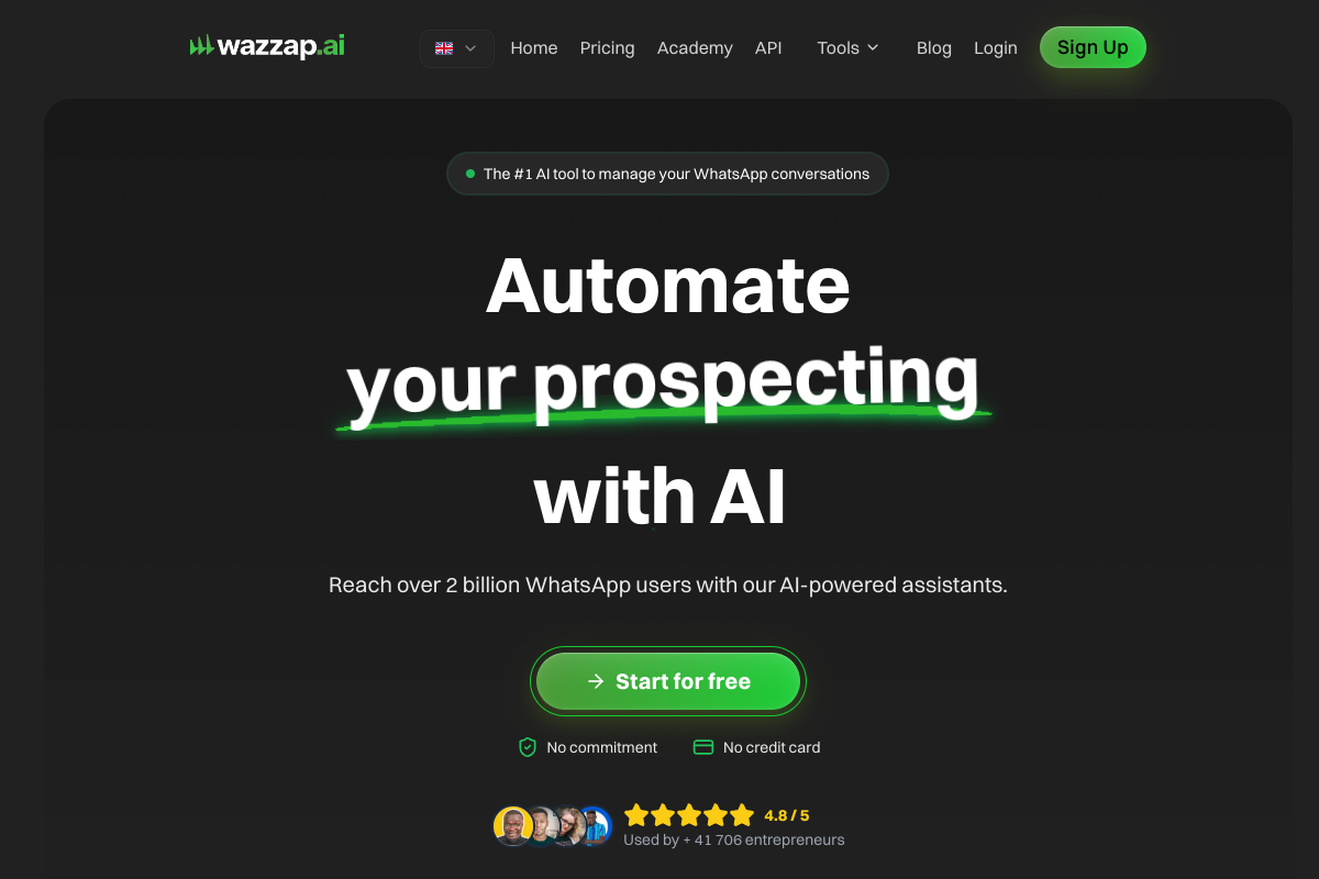 Capture du site Wazzap AI