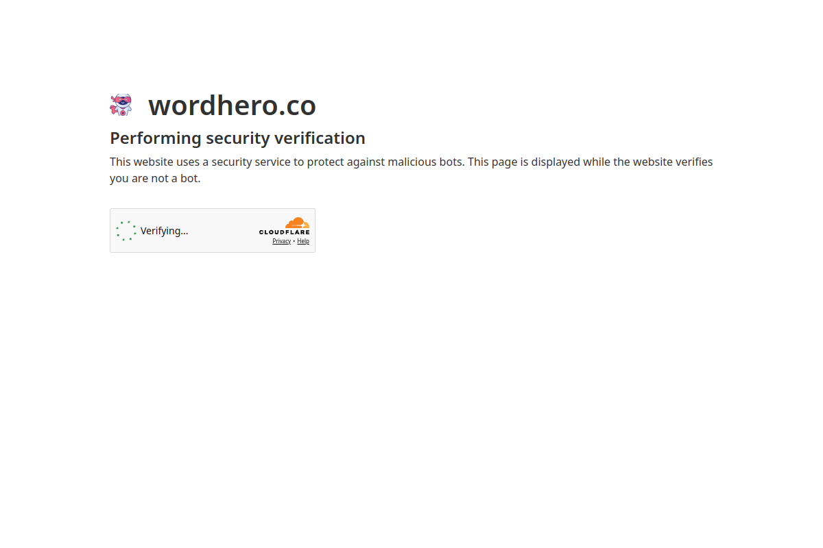Screenshot of the WordHero website