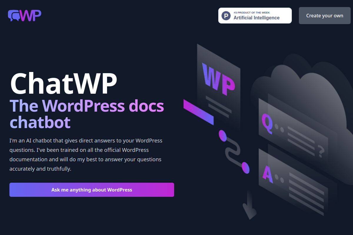 Screenshot of the ChatWP website